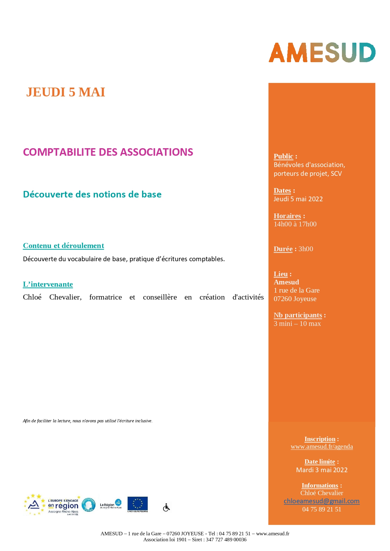 Comptabilité des associations – Découverte des notions de base – Joyeuse (07)