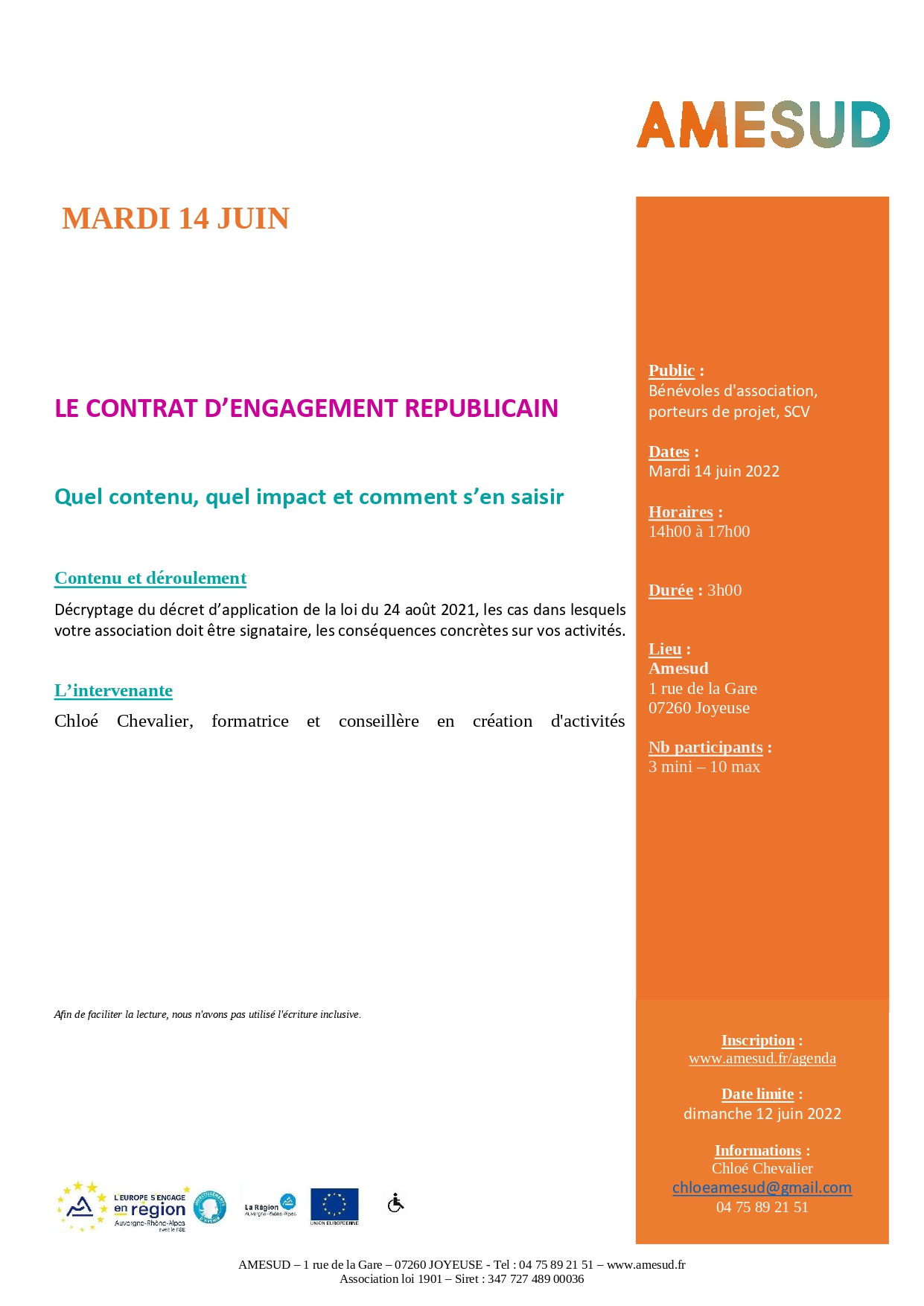 Le contrat d’engagement républicain – Quel contenu, quel impact et comment s’en saisir – Joyeuse (07)